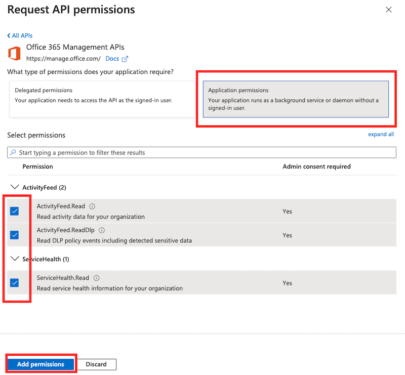 Trunc - Azure Application Registration - Application Permissions for O365 APIs II