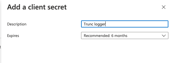 Trunc - Azure Application Registration - New Secret Registration