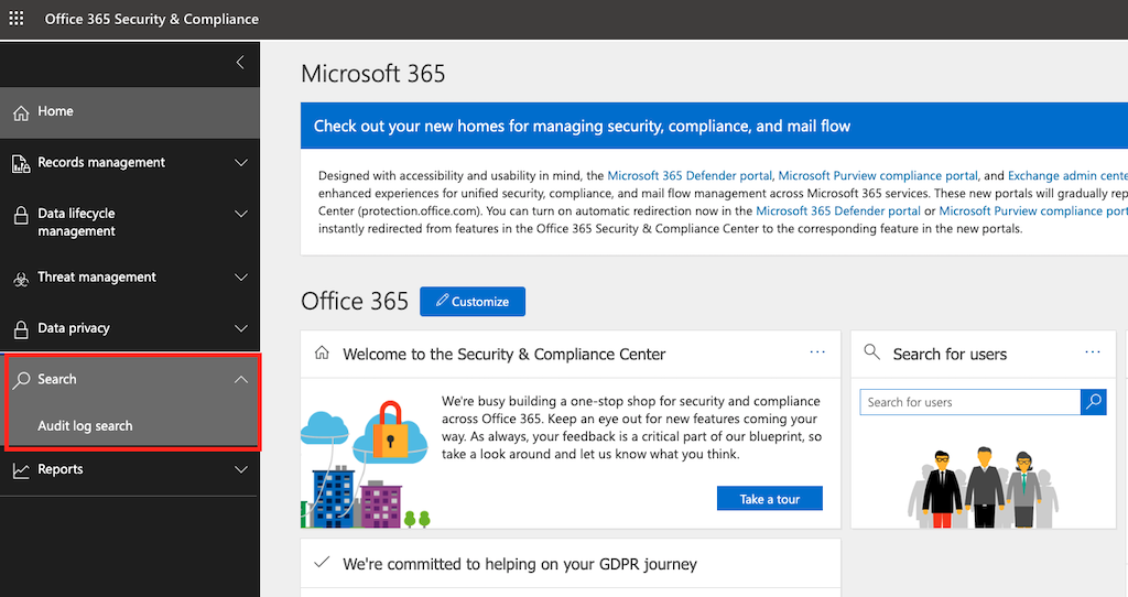 Trunc - Office 365 Compliance Homepage