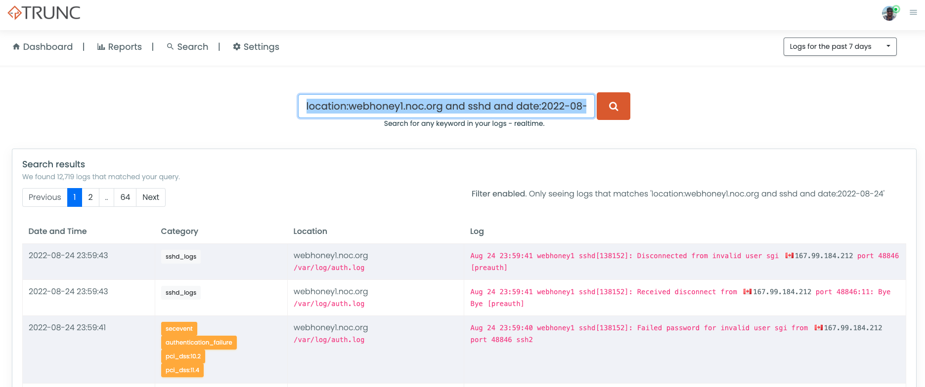 Trunc - Search Dashboard - Example 5