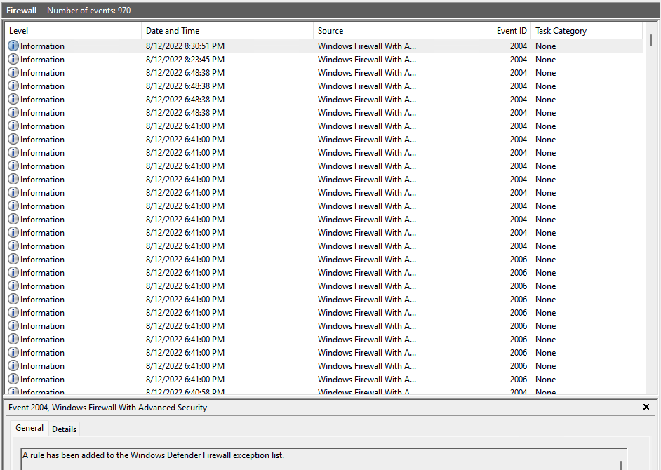 Trunc | Windows Event ID 2004 - Firewall rule changed