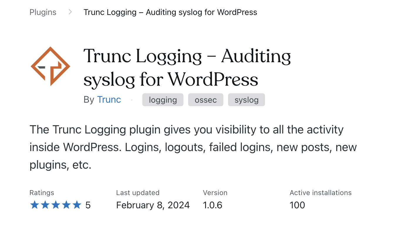 Trunc - WordPress Logging plugin